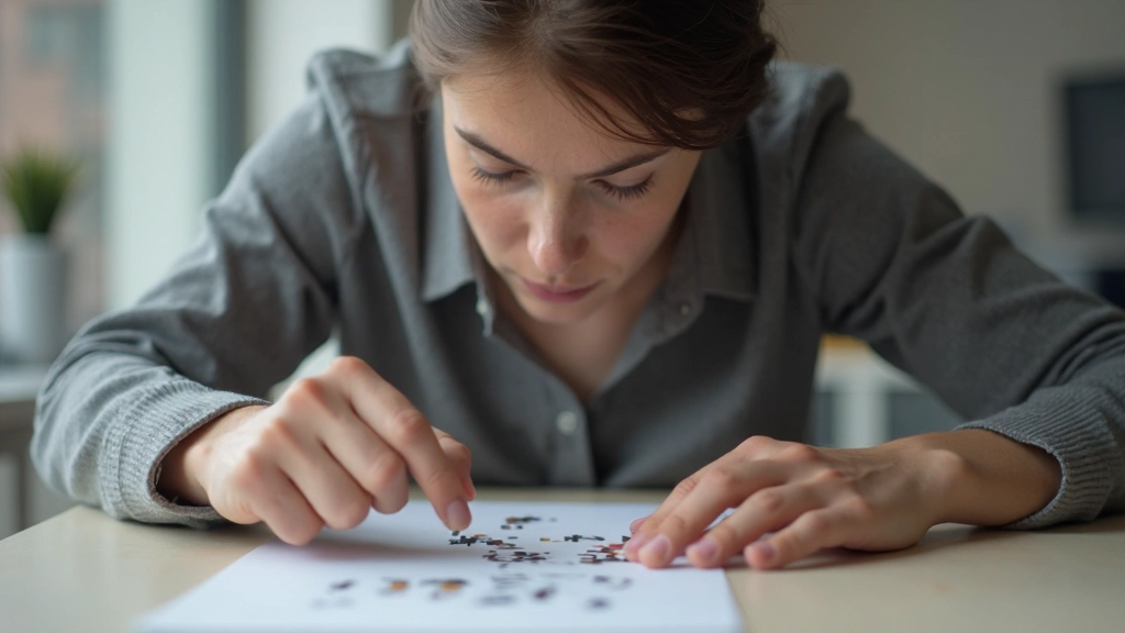 Человек решает сложную головоломку на столе в ярком свете
